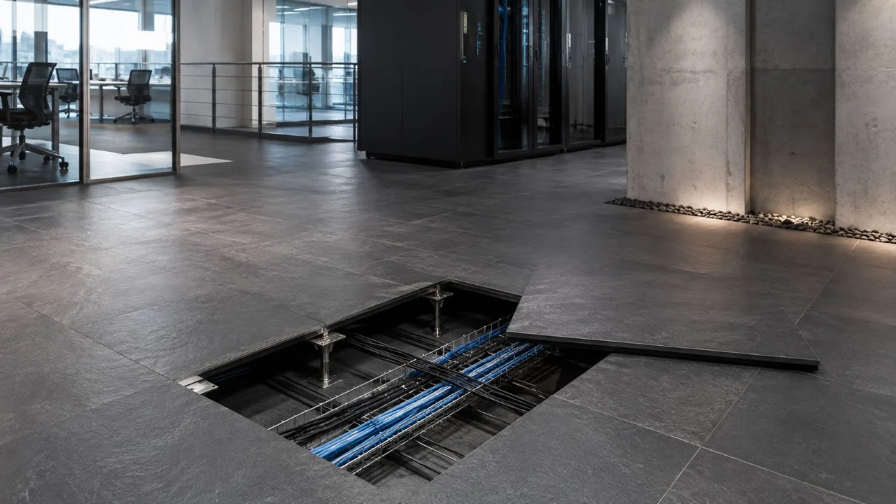 piso elevado de ardósia